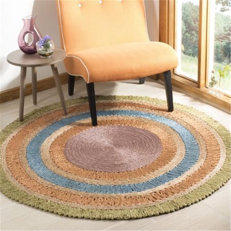 Safavieh Natural Fiber Hand Woven Round Area RugGreen & Multicolor 7 x 7 ft. NF201D-7R